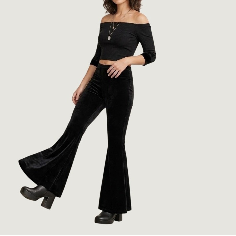 Home Cooked Karma Velvet Bell Bottoms Pants Womens M/L Whimsigoth Witchy 70s